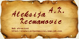 Aleksija Kecmanović vizit kartica
